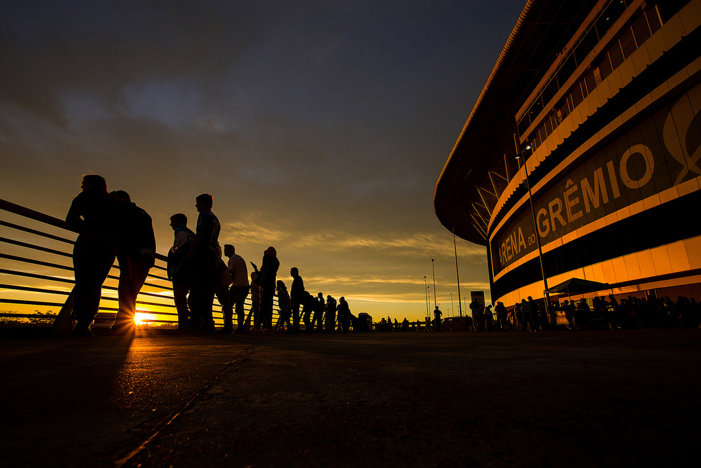 Por do sol na Arena. Foto do Lucas Uebel/ Grêmio Oficial (via Flickr)